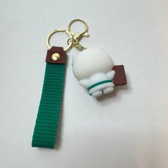 Starbucks Hello Kitty Keychain Green Apron Book Sanrio Collab Strap - Picture 5 of 7